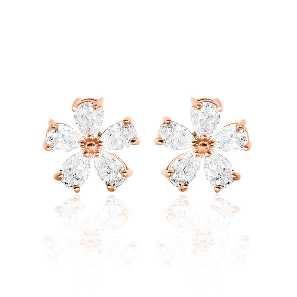 Boucles D'oreilles Puces Siriana Argent Rose Oxyde De Zirconium - Puces Femme | Marc Orian