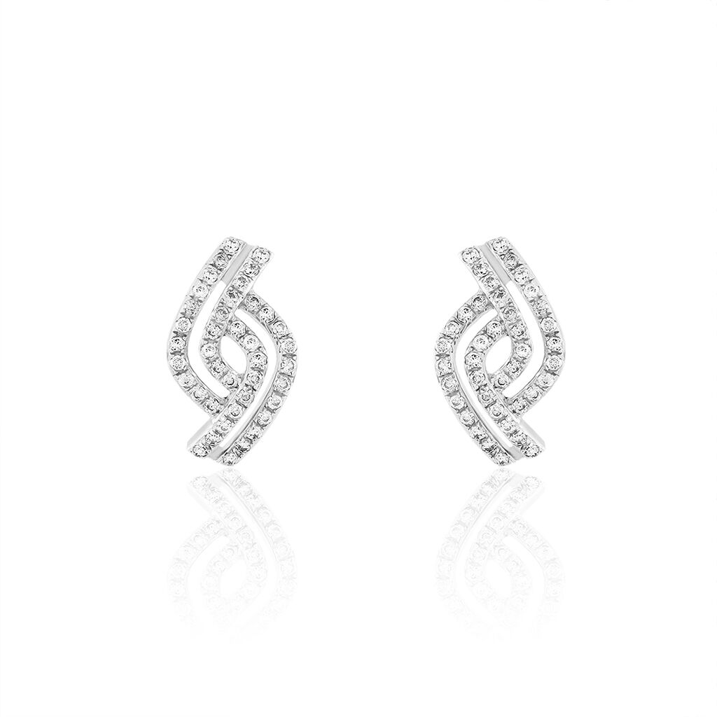 Boucles D'oreilles Puces Barbera Or Blanc Oxyde De Zirconium - Puces Femme | Marc Orian
