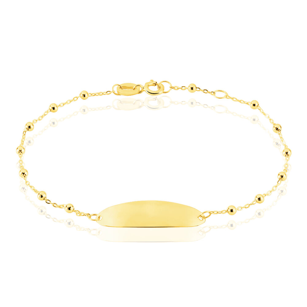 Bracelet Identité Evelina Maille Boule Or Jaune - Gourmettes Enfant | Marc Orian