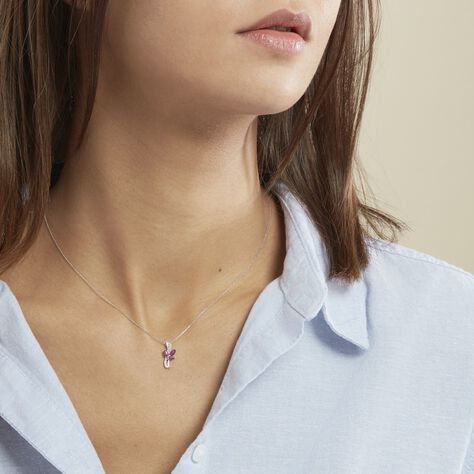 Collier Angie Or Blanc Diamant Et Rubis - Colliers Femme | Marc Orian