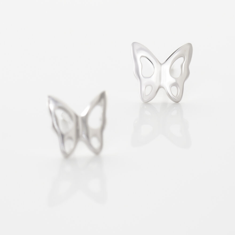 Boucles D'oreilles Puces Filippa Papillon Or Blanc - Puces Femme | Marc Orian
