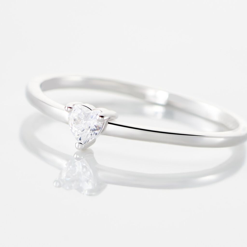 Bague Solitaire Eaque Argent Blanc Oxyde De Zirconium - Bagues Solitaire Femme | Marc Orian