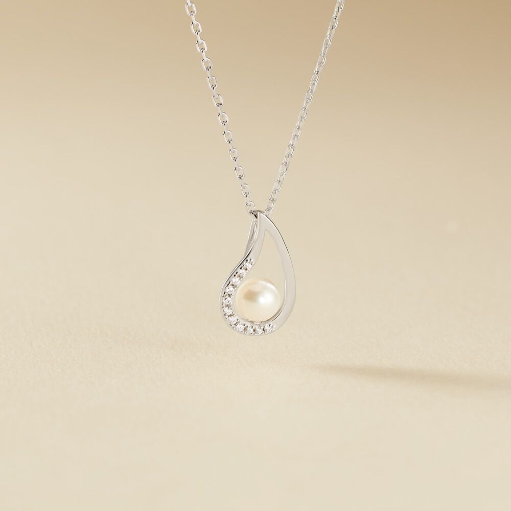 Collier Akiko Argent Blanc Perle De Culture Et Oxyde De Zirconium - Colliers avec pierres Femme | Marc Orian