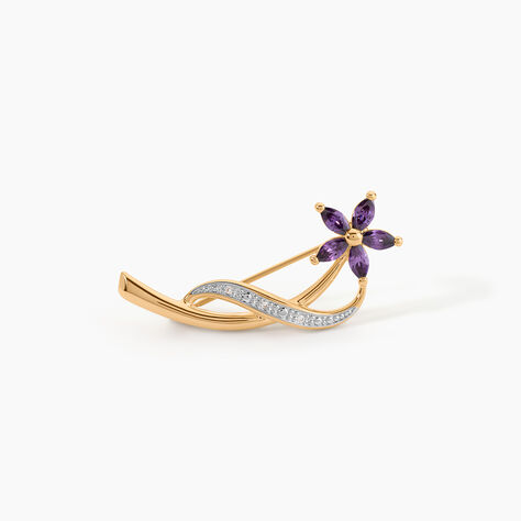 Broche Maxanceae Plaqu&eacute; Or Jaune Oxyde De Zirconium - Broches Femme | Marc Orian