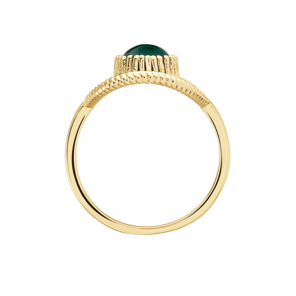 Bague Plaqué Or Ilia Ronde Perle Pierre Verte - Bagues de promesse Femme | Marc Orian