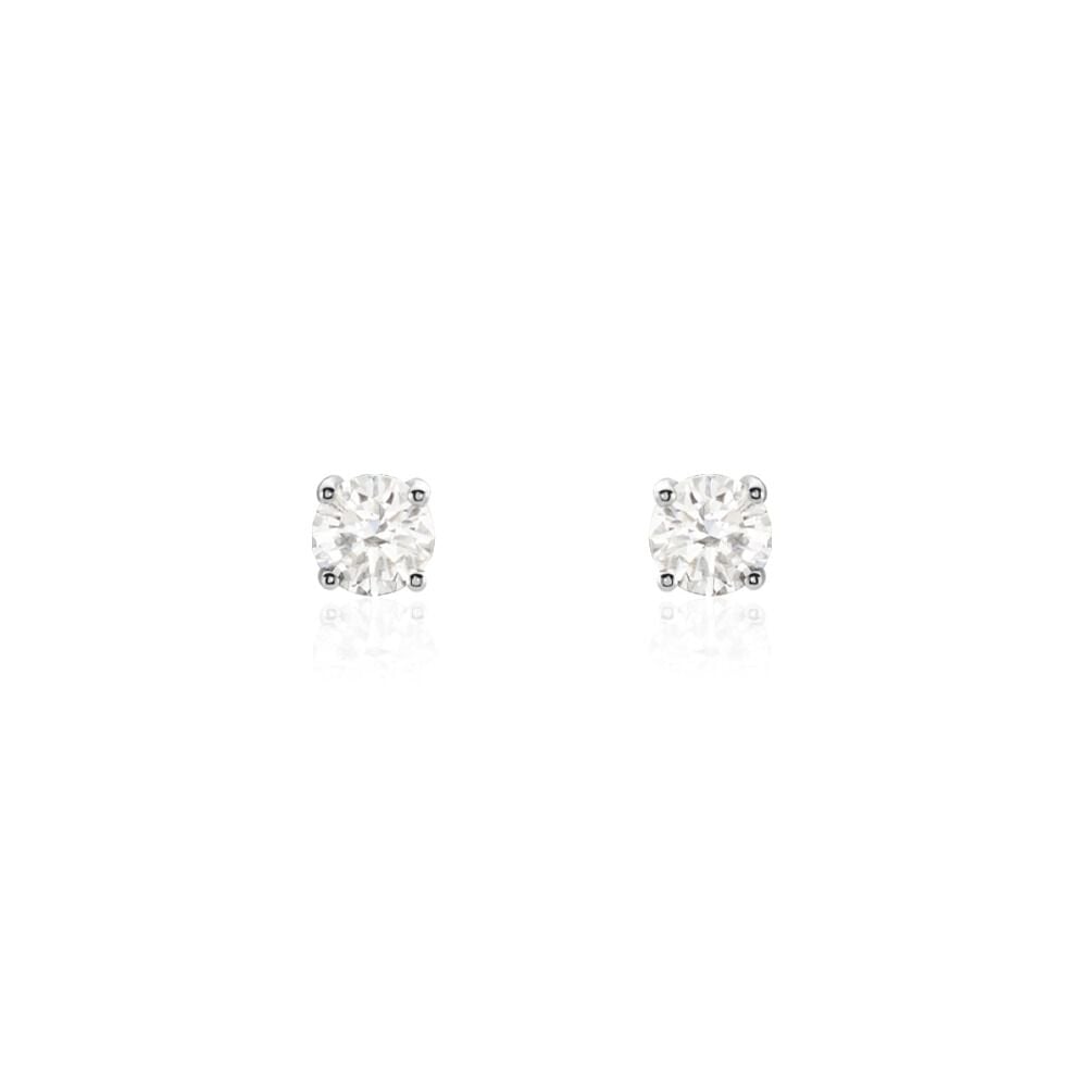Boucles D'oreilles Puces Or Blanc  Diamants Synthétique - Boucles d'oreilles mariage Femme | Marc Orian