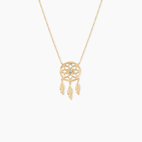 Collier Plaqué Or Jaune Attrape Rêves Turquoise - Colliers avec pierres Femme | Marc Orian