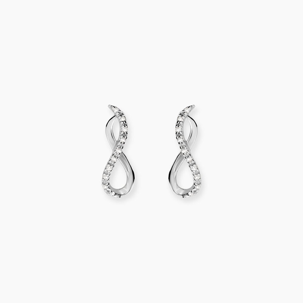 Boucles D'oreilles Puces Samy Or Blanc Diamant - Puces Femme | Marc Orian