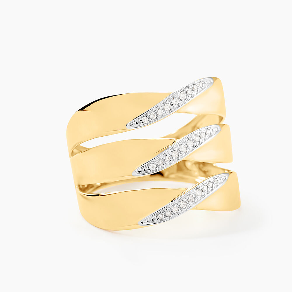 Bague Catharine 3 Rangs Or Jaune Diamant - Bagues pierres pr&eacute;cieuses Femme | Marc Orian