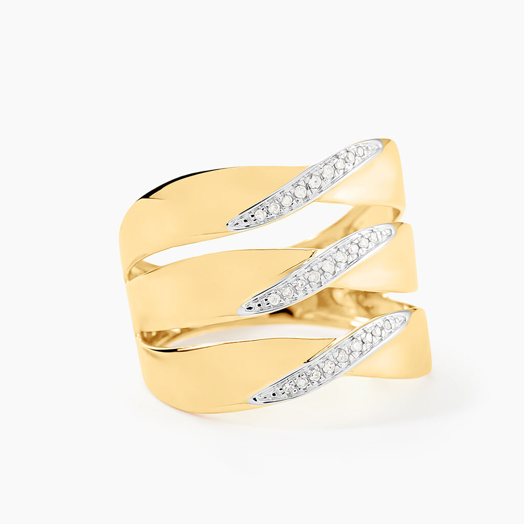 Bague Catharine 3 Rangs Or Jaune Diamant - Bagues pierres pr&eacute;cieuses Femme | Marc Orian