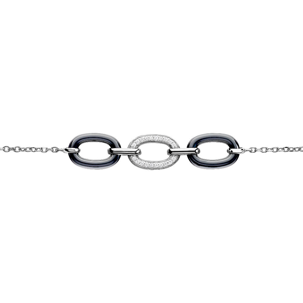 Bracelet Eulalie Argent Blanc C&eacute;ramique Et Oxyde De Zirconium - Bracelets cha&icirc;nes Femme | Marc Orian