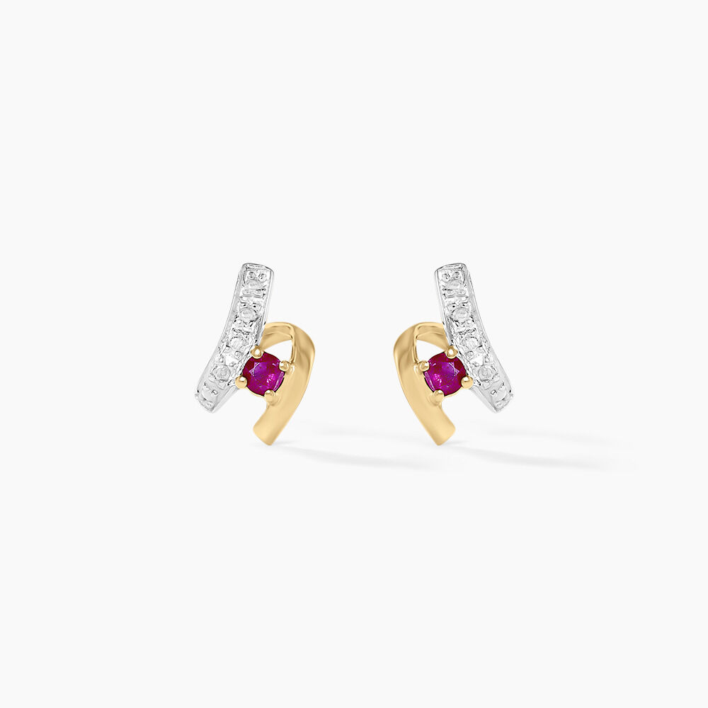 Boucles D'oreilles Puces Kirsten Or Jaune Rubis Et Diamant - Puces Femme | Marc Orian
