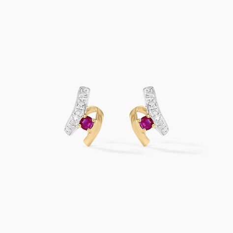 Boucles D'oreilles Puces Kirsten Or Jaune Rubis Et Diamant - Puces Femme | Marc Orian