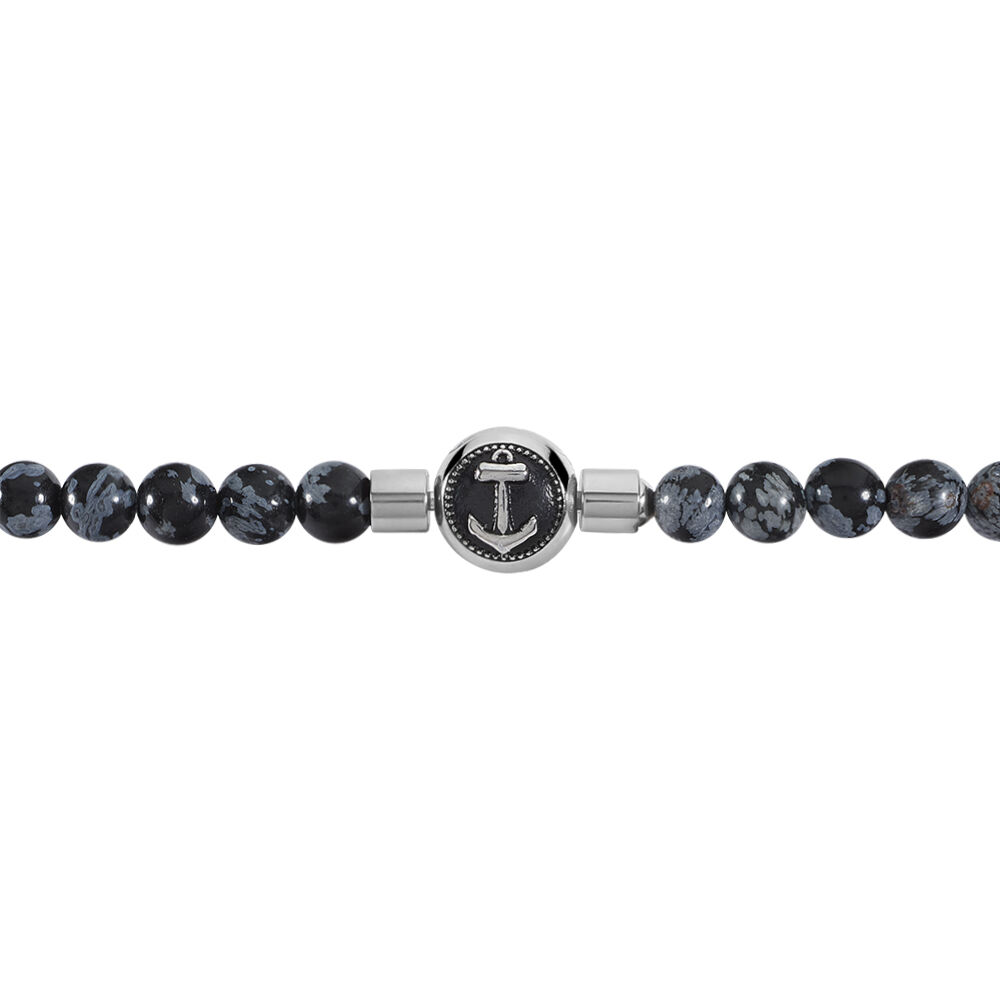Bracelet Yannice Acier Blanc Pierre De Synthese - Bracelets Elastique Homme | Marc Orian