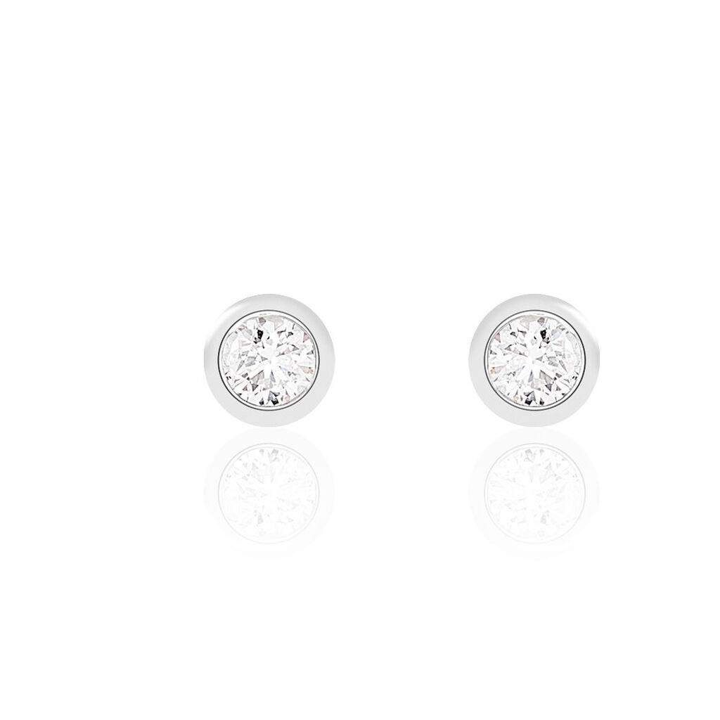 Boucles D'oreilles Puces Ofelia Or Blanc Diamant - Puces Femme | Marc Orian
