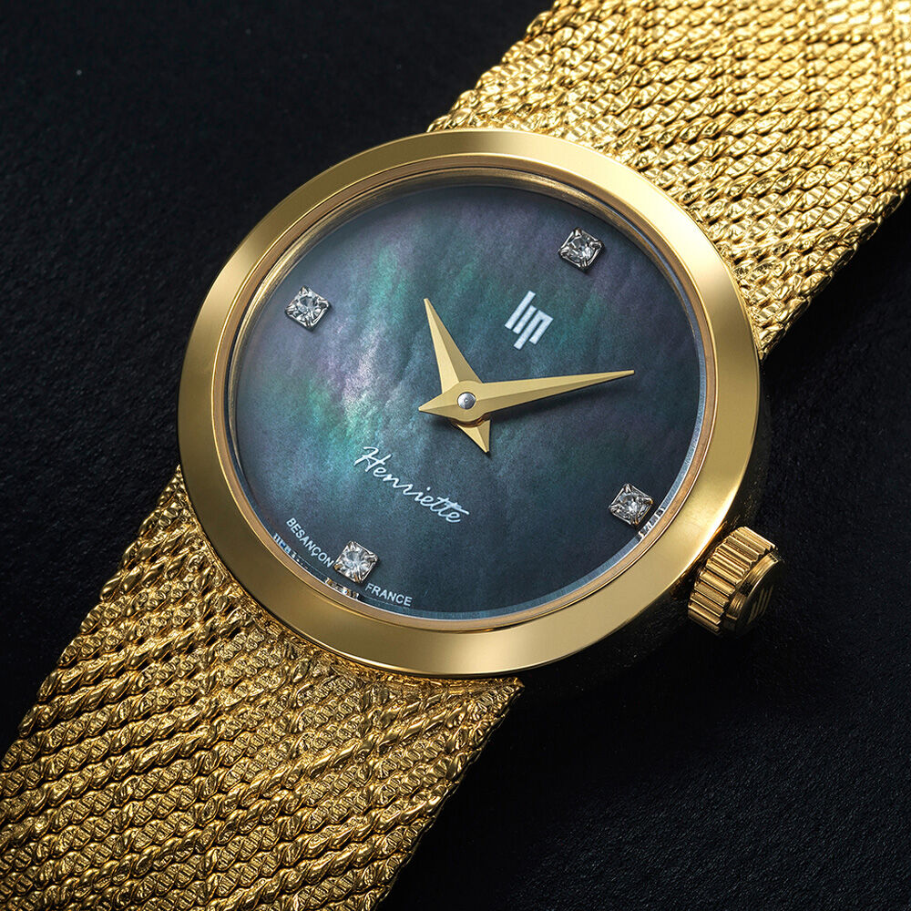Montre Lip Henriette Diamant Nacre Noire - Montres étanches Femme | Marc Orian