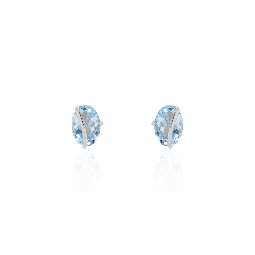 Boucles D'oreilles Puces Prudencia Or Blanc Topaze - Puces Femme | Marc Orian