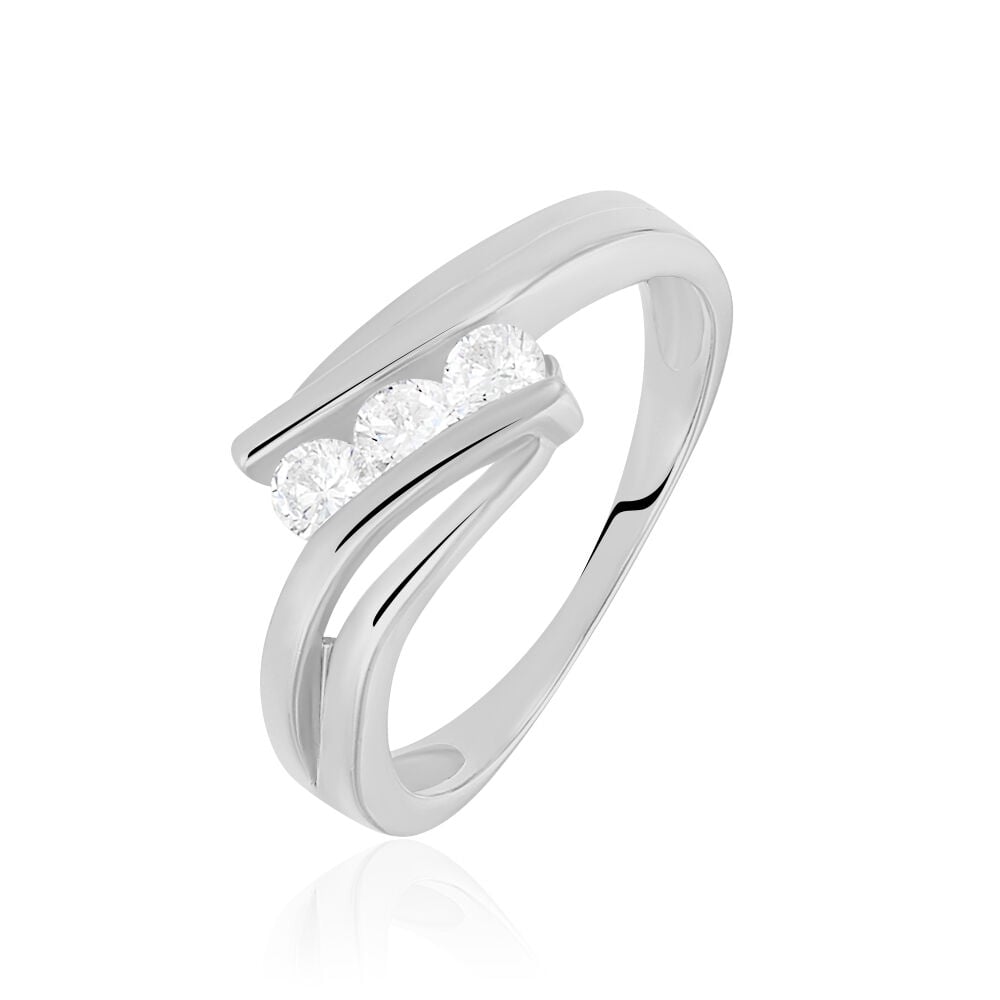 Bague Cascade Argent Blanc Oxyde De Zirconium - Bagues fiançailles Femme | Marc Orian