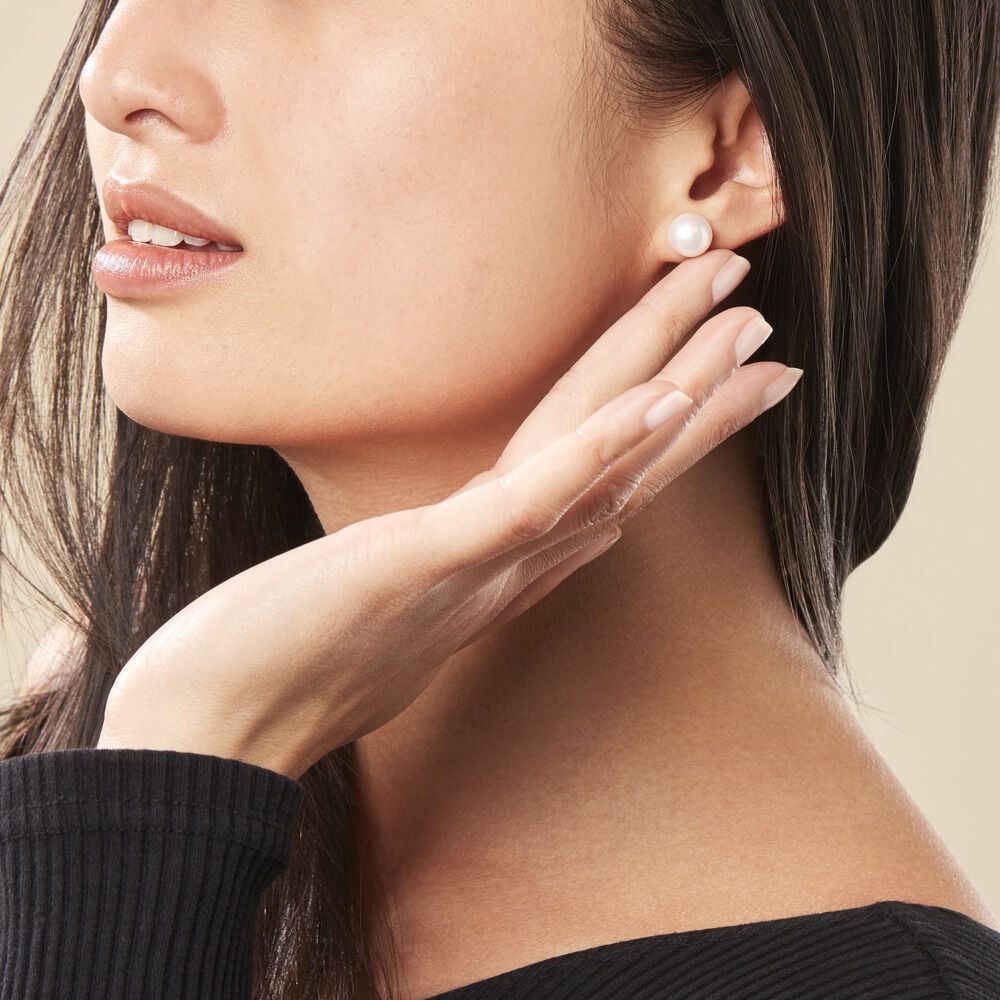 Boucles D'oreilles Puces Ursulina Or Jaune Perle De Culture - Boucles d'oreilles mariage Femme | Marc Orian