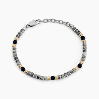 Bracelet Nairobi Acier Bicolore Labradorite Pierre De Lave
