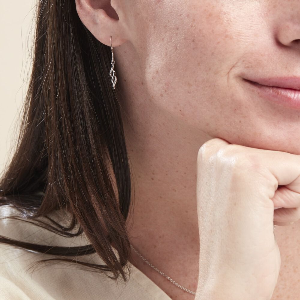 Boucles D'oreilles Pendantes Argent Blanc Lempa - Pendantes Femme | Marc Orian