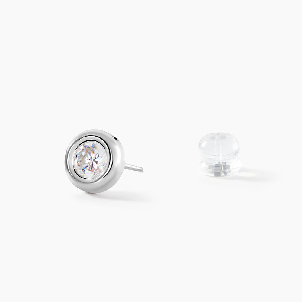 Boucles D'oreilles Puces Eden Serti Pneu Or Blanc Oxyde De Zirconium - Puces Femme | Marc Orian