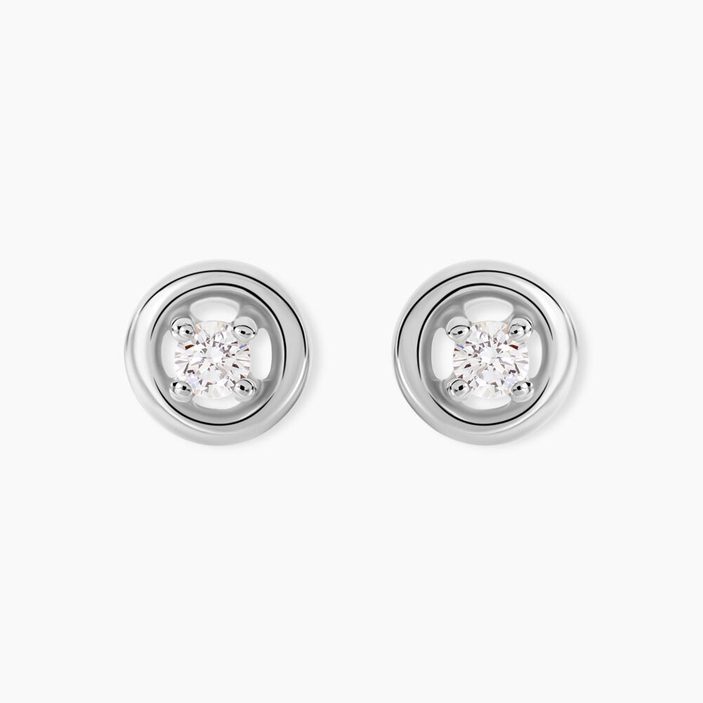 Boucles D'oreilles Puces Carrie Argent Blanc Diamant Synthétique - Puces Femme | Marc Orian