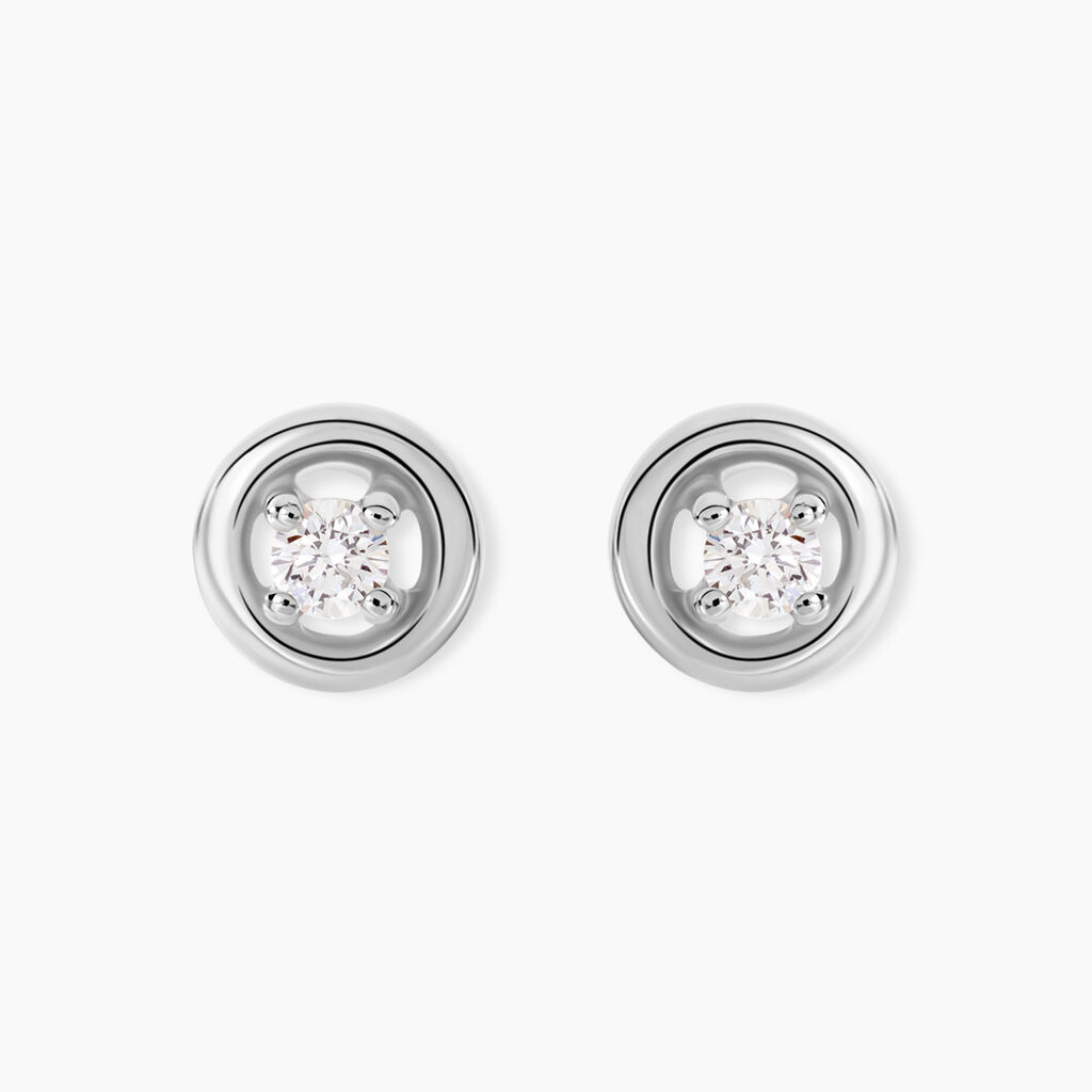 Boucles D'oreilles Puces Carrie Argent Blanc Diamant Synthétique - Puces Femme | Marc Orian