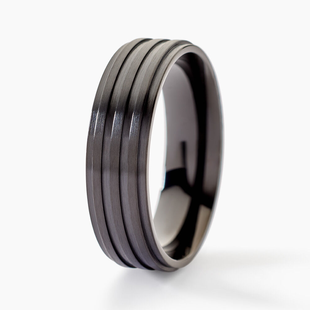 Bague acier noir homme on sale