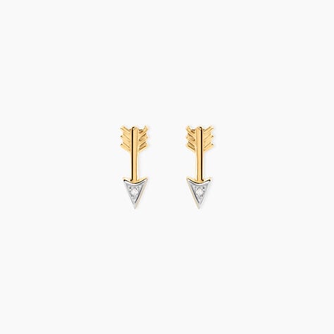 Boucles D'Oreilles Puces Fiorenzo Or Jaune Diamant - Puces Femme | Marc Orian