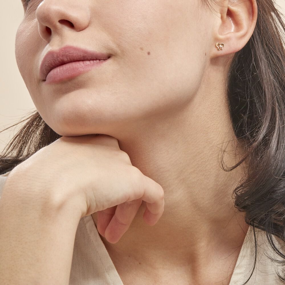 Boucles D'oreilles Puces Eleanor Fleur Or Jaune Oxyde De Zirconium - Puces Famille | Marc Orian