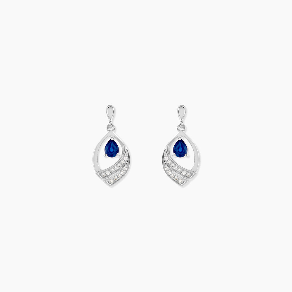 Boucles D'oreilles Puces Odila Or Blanc Saphir Et Diamant - Boucles d'oreilles mariage Femme | Marc Orian