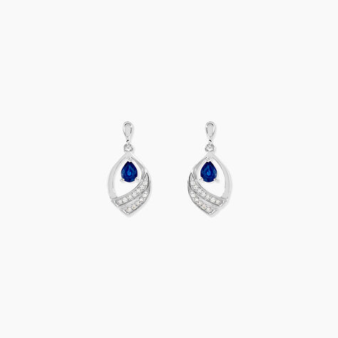 Boucles D'oreilles Puces Odila Or Blanc Saphir Et Diamant - Boucles d'oreilles mariage Femme | Marc Orian