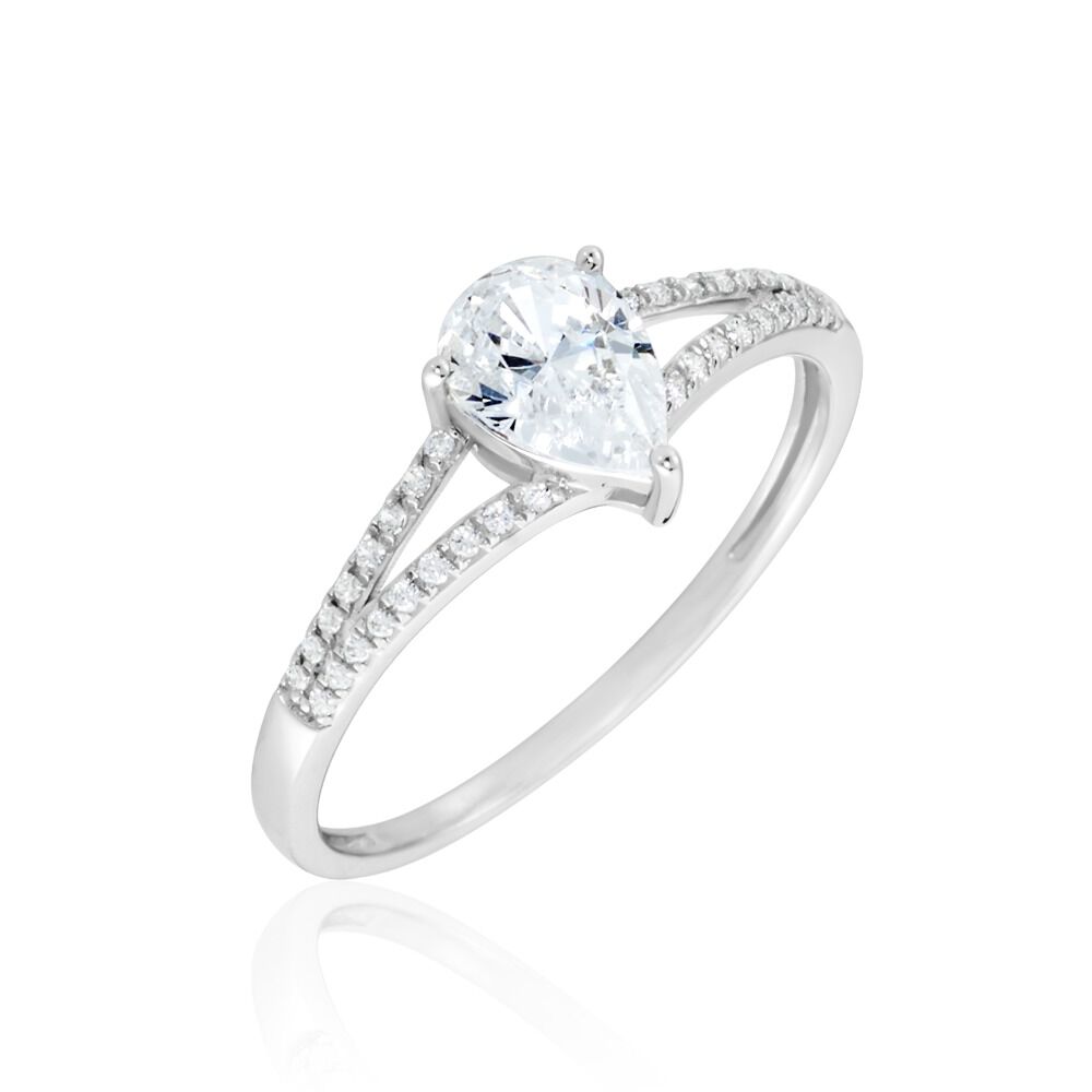 Bague Or Blanc Marinda Oxyde De Zirconium - Solitaires Femme | Marc Orian