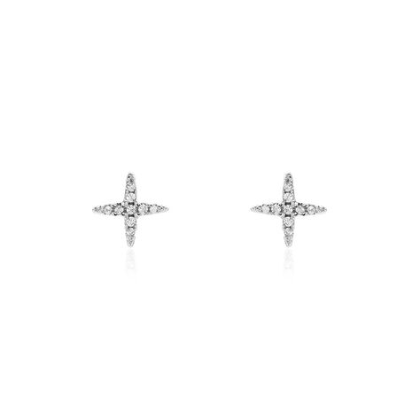 Boucles D'oreilles Puces Clovia Argent Blanc Oxyde De Zirconium - Puces Femme | Marc Orian