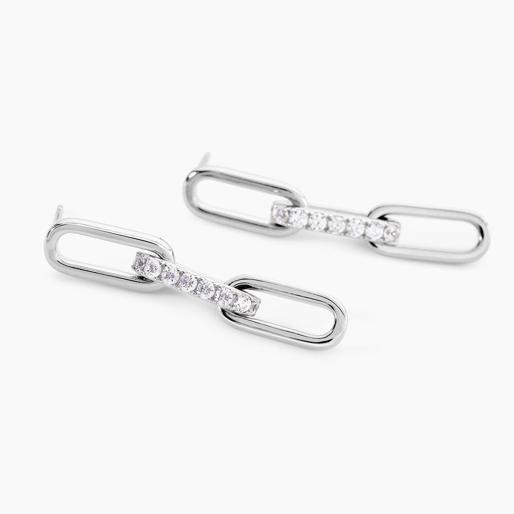 Boucles D'Oreilles Pendantes Madame Argent Blanc Oxyde De Zirconium - Pendantes Femme | Marc Orian