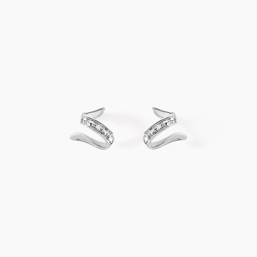 Boucles D'oreilles Puces Ouassima Or Blanc Diamant - Puces Femme | Marc Orian