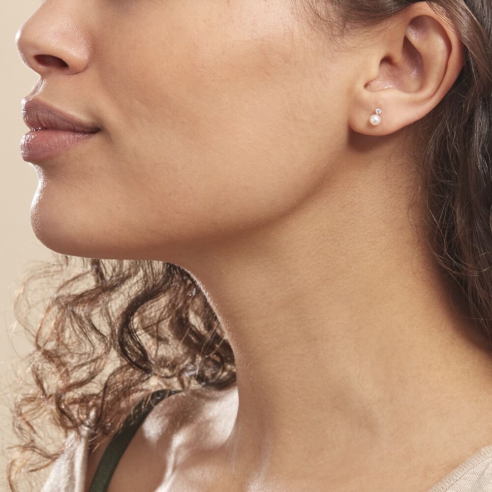 Boucles D'oreilles Puces Eolande Or Jaune Perle De Culture - Puces Femme | Marc Orian