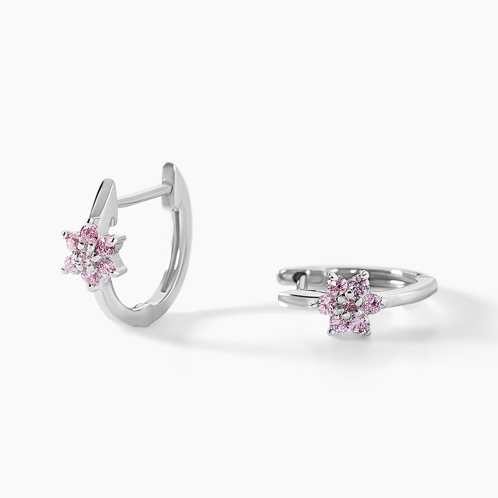 Creoles Argent Blanc Blossom Bash Oxyde De Zirconium - Cr&eacute;oles Femme | Marc Orian