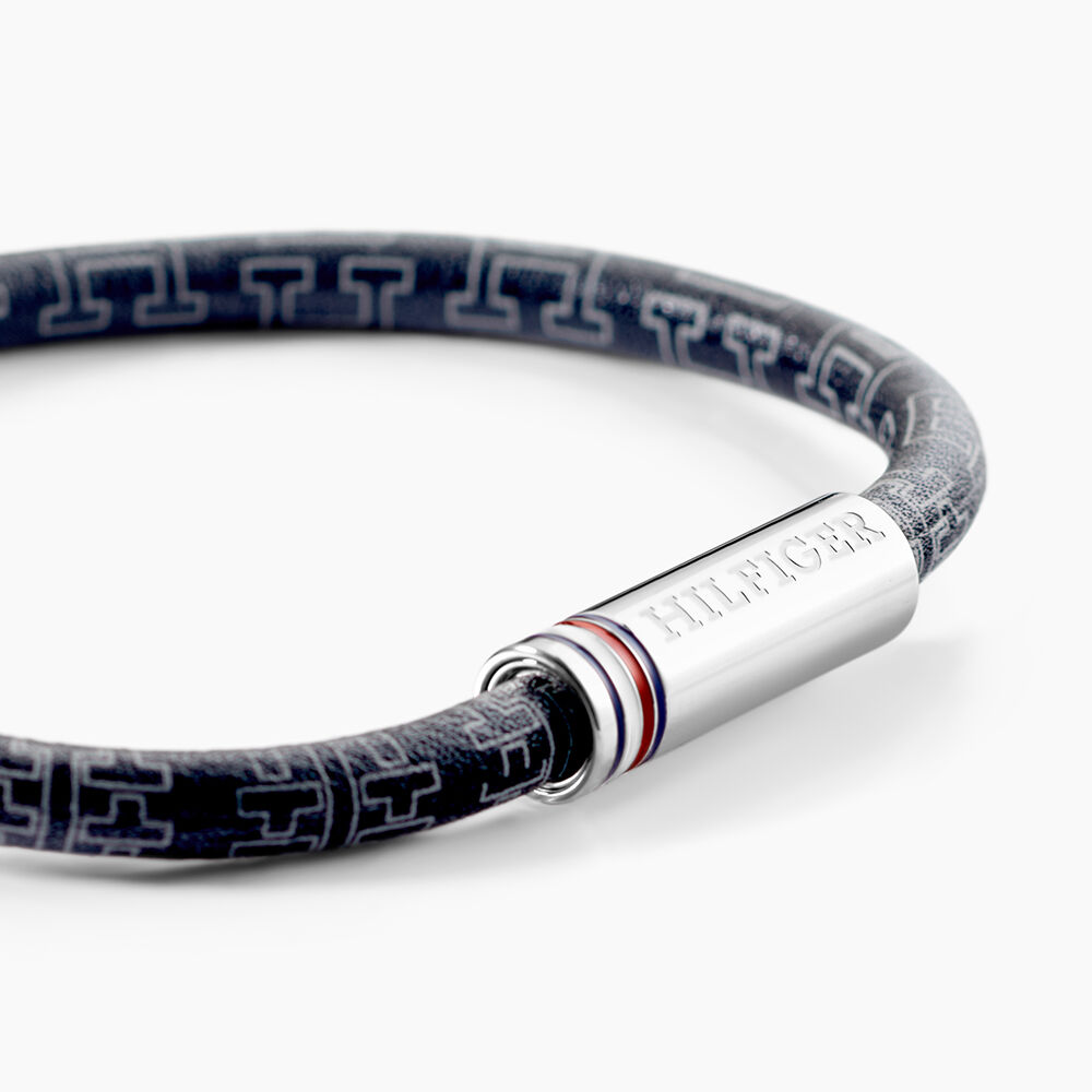 Bracelet Tommy Hilfiger Printed Cord Cuir De Veau Noir - Bracelets cuir Homme | Marc Orian