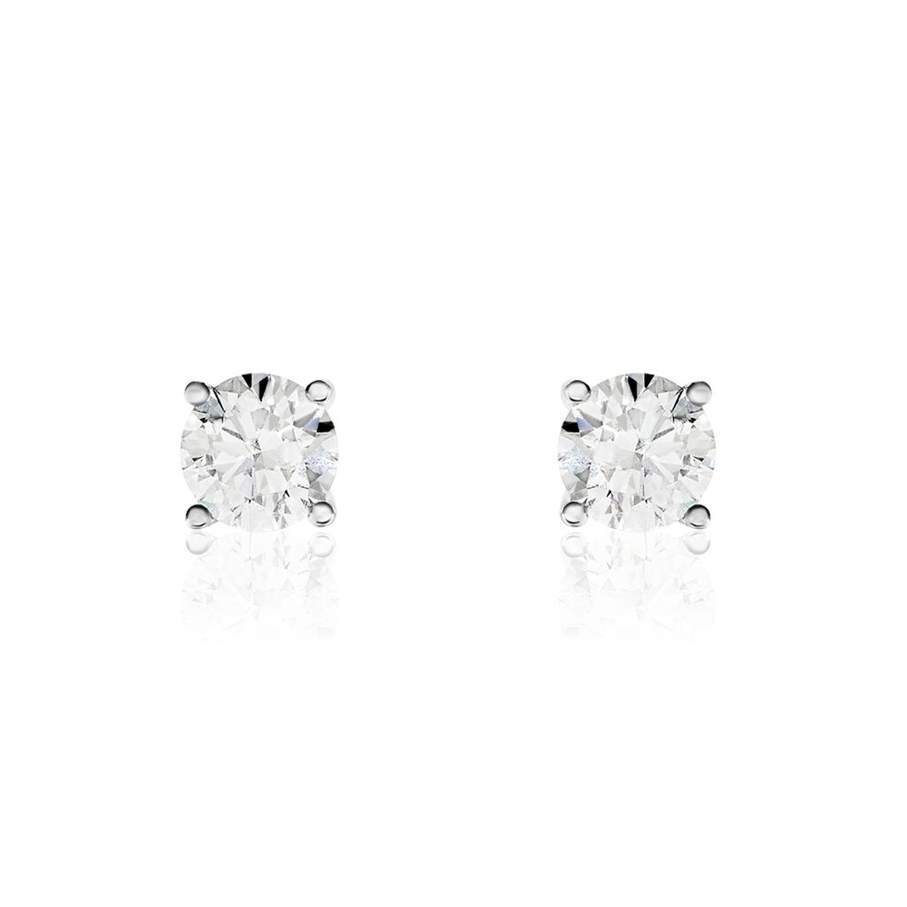 Boucles D'oreilles Puces Victoria Or Blanc Diamant - Puces Famille | Marc Orian