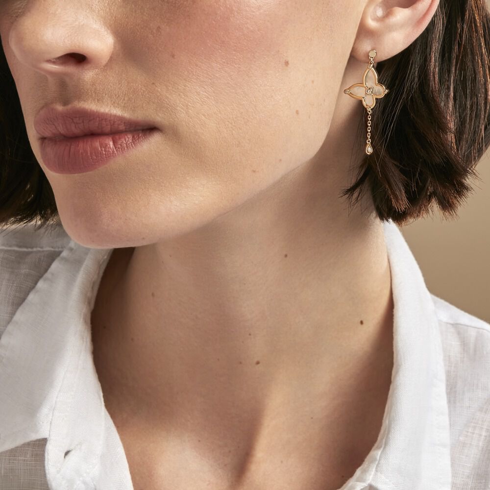 Boucles D'oreilles Pendantes Areli Plaque Or Doré Nacre Oxyde - Pendantes Femme | Marc Orian