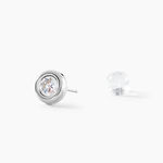 Boucles D'oreilles Puces Eden Serti Pneu Or Blanc Oxyde De Zirconium - Puces Femme | Marc Orian