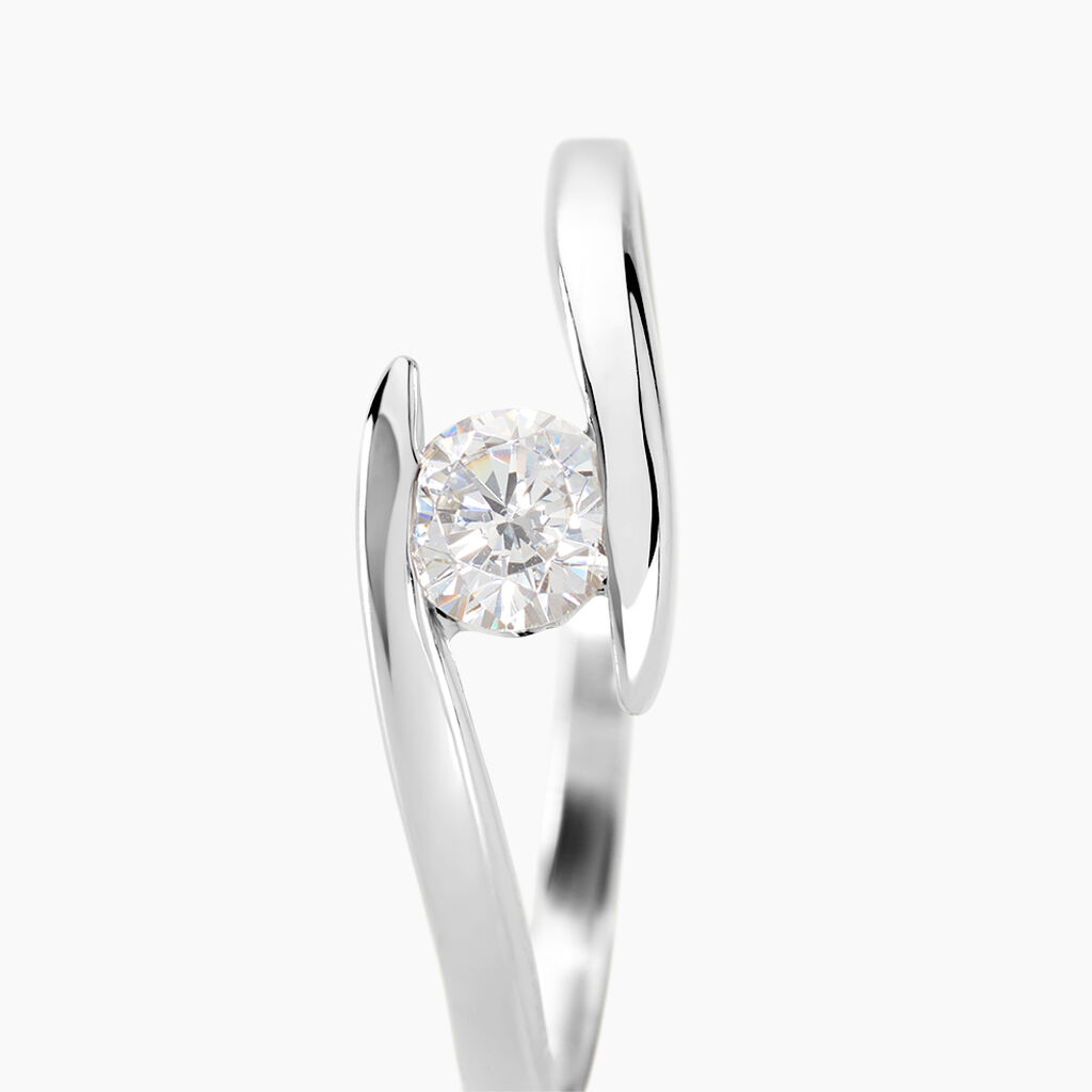Bague Solitaire Camilia Or Blanc Oxyde De Zirconium - Bagues Solitaire Femme | Marc Orian