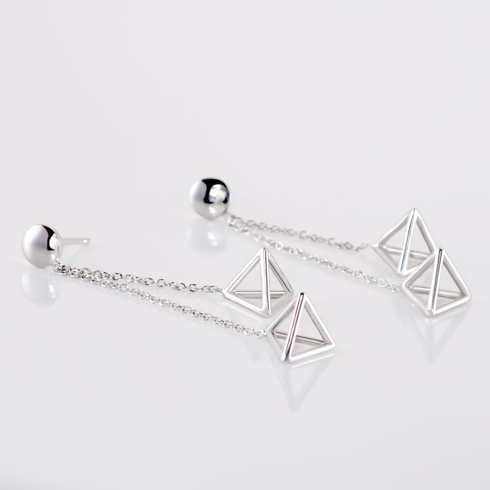 Boucles D'oreilles Puces Cubik Argent Blanc - Puces Femme | Marc Orian