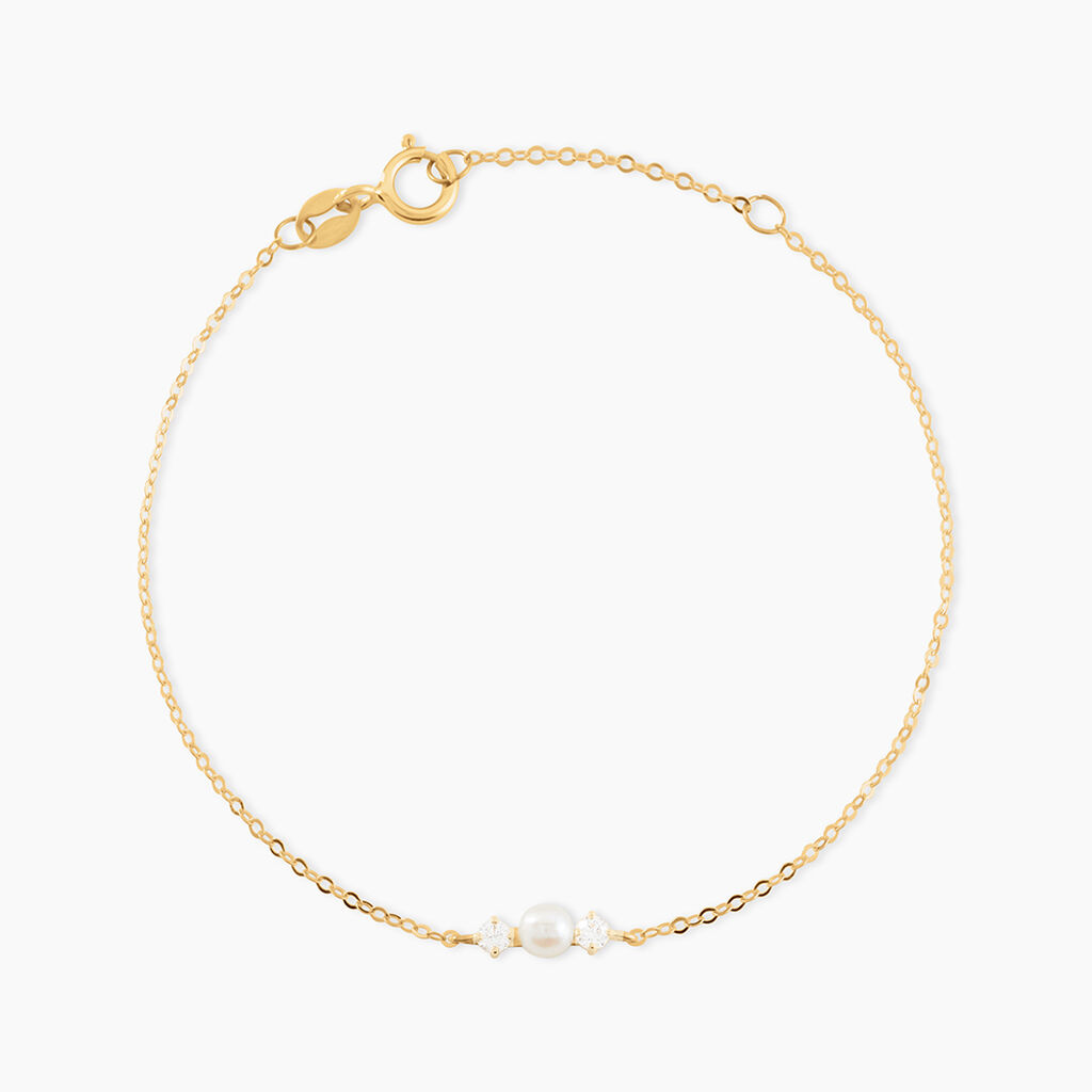 Bracelet Or Jaune Audrea Perle De Culture Oxydes De Zirconium - Bracelets cha&icirc;nes Enfant | Marc Orian