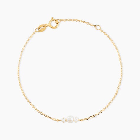 Bracelet Or Jaune Audrea Perle De Culture Oxydes De Zirconium - Bracelets cha&icirc;nes Enfant | Marc Orian