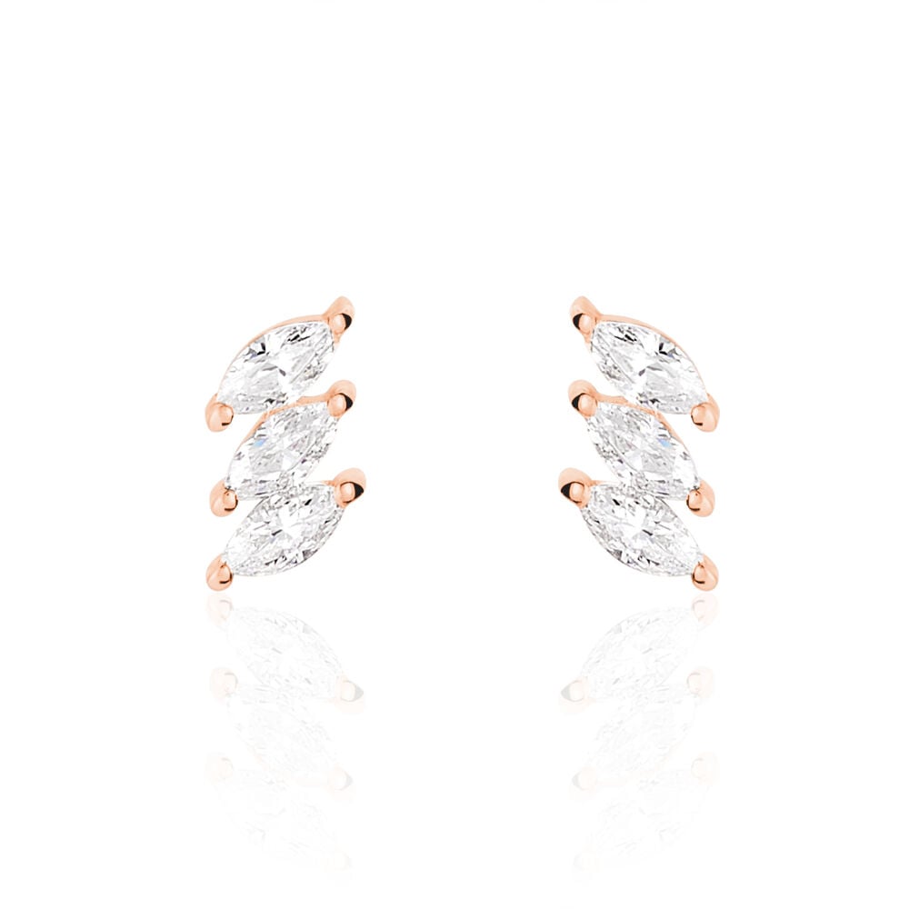 Boucles D'oreilles Puces Edma Or Rose Oxyde De Zirconium - Puces Femme | Marc Orian