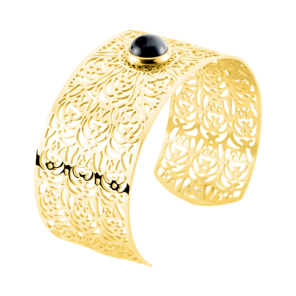 Bracelet Jonc Acier Doré Maurits Agate - Bracelets joncs Femme | Marc Orian