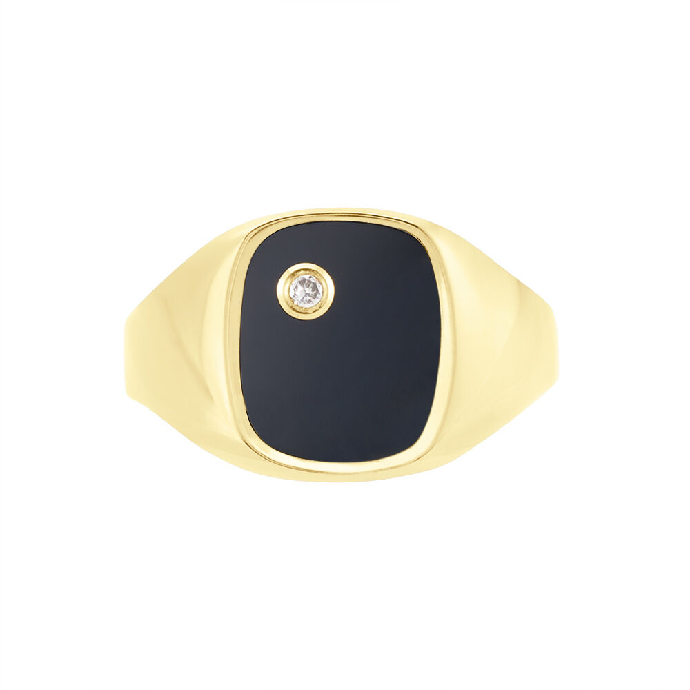 Chevalière Glynn Or Jaune Onyx Diamant - Chevalières Homme | Marc Orian